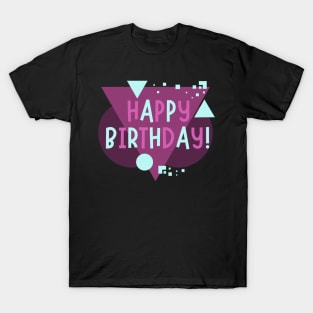 Happy Birthday in abstract print T-Shirt